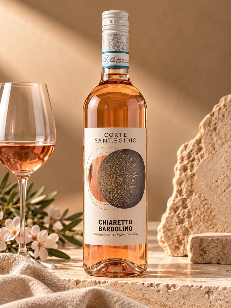 Flasche Corte Sant'Egidio Chiaretto Bardolino DOC mit Roséglas